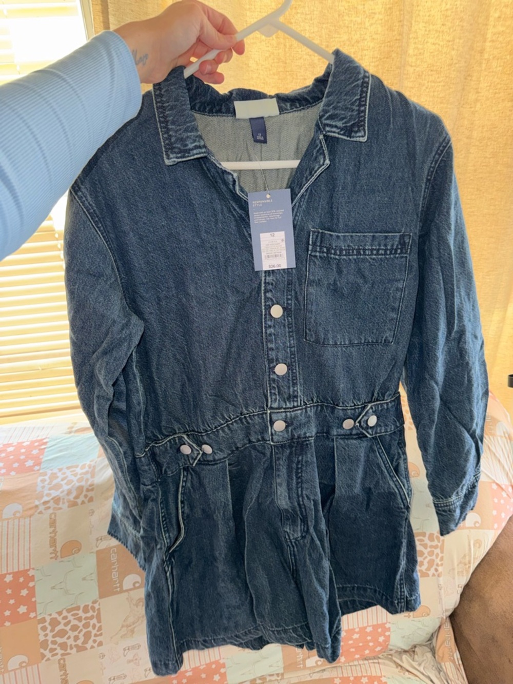 Universal Thread Dark Blue Denim Romper Jumpsuit